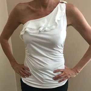 White House Black Market white one shoulder top